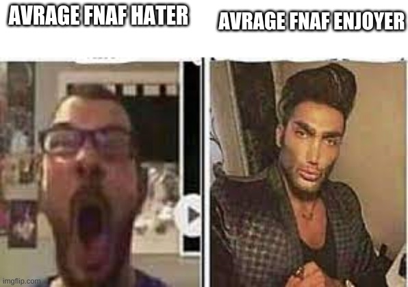 avrage fan vs enjoyer | AVRAGE FNAF HATER AVRAGE FNAF ENJOYER | image tagged in avrage fan vs enjoyer | made w/ Imgflip meme maker
