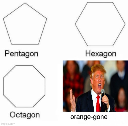 orange-man-moment | orange-gone | image tagged in memes,pentagon hexagon octagon | made w/ Imgflip meme maker
