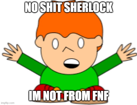 Pico | NO SHIT SHERLOCK; IM NOT FROM FNF | image tagged in pico | made w/ Imgflip meme maker