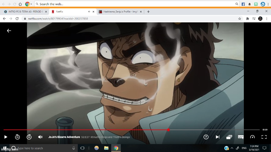 a random cursed screenshot i took while watching stardust crusaders | made w/ Imgflip meme maker