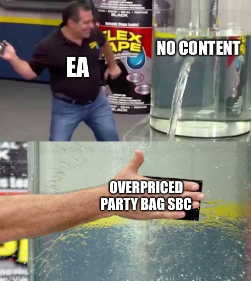 Ea basically | NO CONTENT; EA; OVERPRICED PARTY BAG SBC | image tagged in fifa,soccer | made w/ Imgflip meme maker