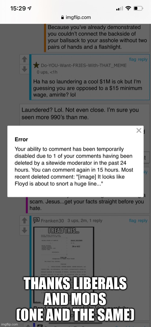 THANKS LIBERALS AND MODS (ONE AND THE SAME) | made w/ Imgflip meme maker