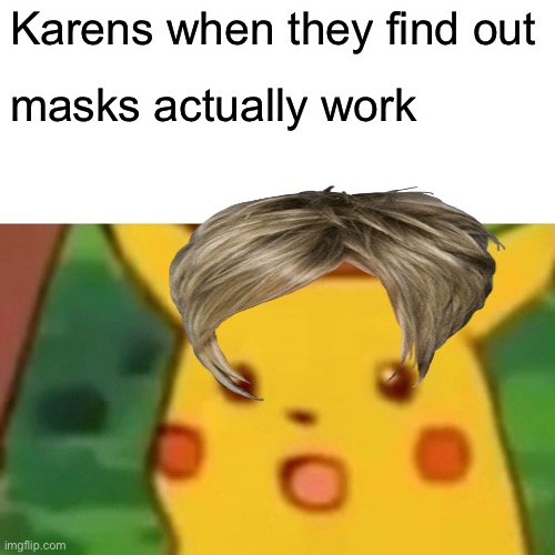 Surprised Pikachu | Karens when they find out; masks actually work | image tagged in memes,surprised pikachu | made w/ Imgflip meme maker