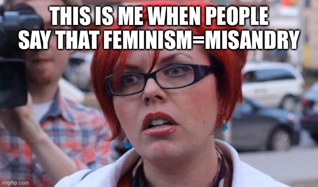 Angry Feminist | THIS IS ME WHEN PEOPLE SAY THAT FEMINISM=MISANDRY | image tagged in memes,angry feminist,femenist,feminism,misandry,feminism is not misandry | made w/ Imgflip meme maker