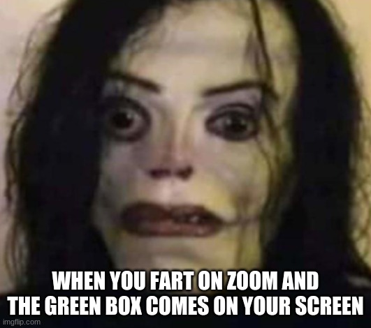 oop- | WHEN YOU FART ON ZOOM AND THE GREEN BOX COMES ON YOUR SCREEN | image tagged in scary michael jackson | made w/ Imgflip meme maker