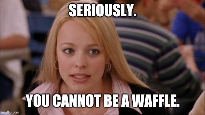 Its Not Going To Happen Meme | SERIOUSLY. YOU CANNOT BE A WAFFLE. | image tagged in memes,its not going to happen | made w/ Imgflip meme maker