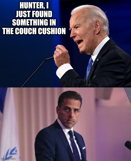 Just because it's in the sofa crack, doesn't mean it's sofa crack | HUNTER, I JUST FOUND SOMETHING IN THE COUCH CUSHION | image tagged in hunter biden | made w/ Imgflip meme maker