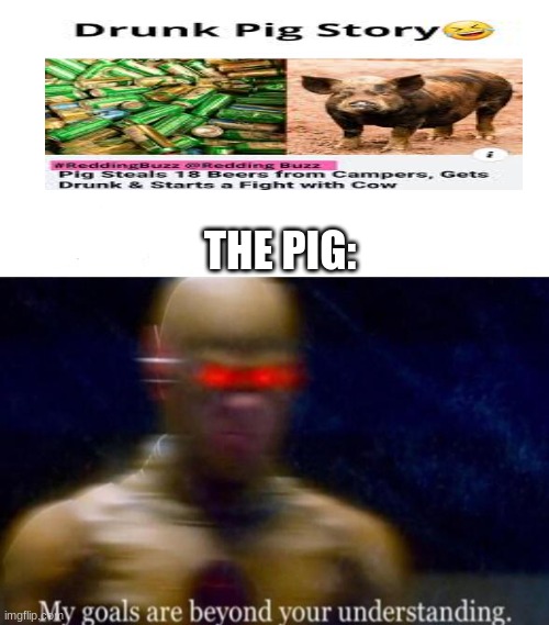 My Goals are Beyond your Understanding | THE PIG: | image tagged in my goals are beyond your understanding | made w/ Imgflip meme maker
