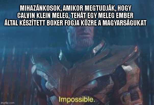 MIHAZÁNKOSOK, AMIKOR MEGTUDJÁK, HOGY CALVIN KLEIN MELEG, TEHÁT EGY MELEG EMBER ÁLTAL KÉSZÍTETT BOXER FOGJA KÖZRE A MAGYARSÁGUKAT | made w/ Imgflip meme maker