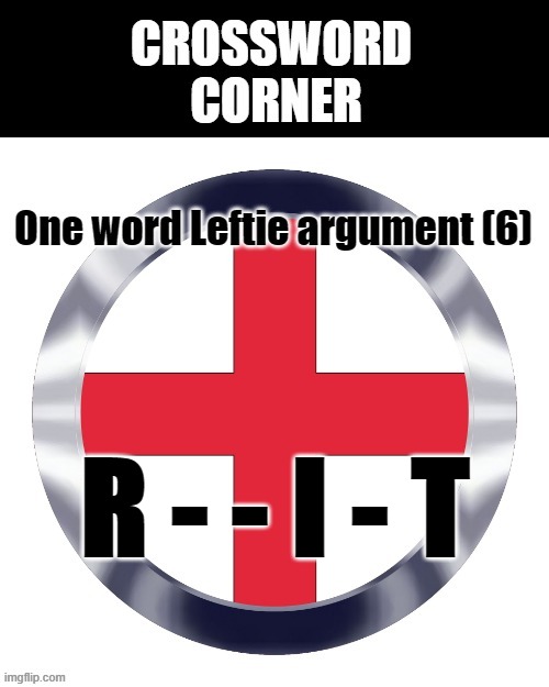 CROSSWORD CORNER | R - - I - T | image tagged in leftists | made w/ Imgflip meme maker