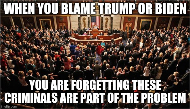 Never forget | WHEN YOU BLAME TRUMP OR BIDEN; YOU ARE FORGETTING THESE CRIMINALS ARE PART OF THE PROBLEM | image tagged in congress,anti american congress,globalist puppets,congress sucks,professional criminals,i sugar coated it | made w/ Imgflip meme maker