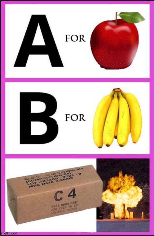 Evil Alphabet Chart ! | image tagged in alphabet,explosion,memes | made w/ Imgflip meme maker