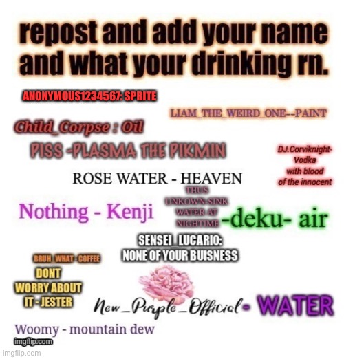 ANONYMOUS1234567: SPRITE | made w/ Imgflip meme maker