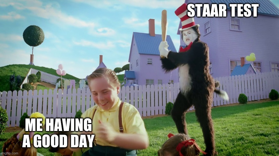 my fellow texans know the pain | STAAR TEST; ME HAVING A GOOD DAY | image tagged in staar,test | made w/ Imgflip meme maker