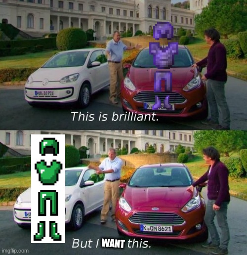 Emerald armor next update (im really hoping) | WANT | image tagged in this is brilliant but i like this,gaming,minecraft | made w/ Imgflip meme maker