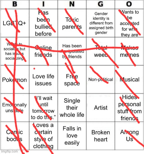 I'm pansexual | image tagged in jer-sama's bingo | made w/ Imgflip meme maker