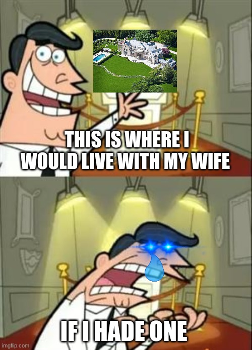 This Is Where I'd Put My Trophy If I Had One Meme | THIS IS WHERE I WOULD LIVE WITH MY WIFE; IF I HADE ONE | image tagged in memes,this is where i'd put my trophy if i had one | made w/ Imgflip meme maker