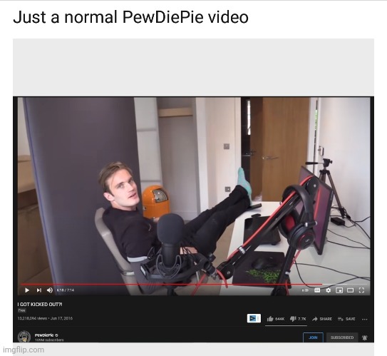 Just a normal PewDiePie video | image tagged in pewdiepie,memes,youtube | made w/ Imgflip meme maker