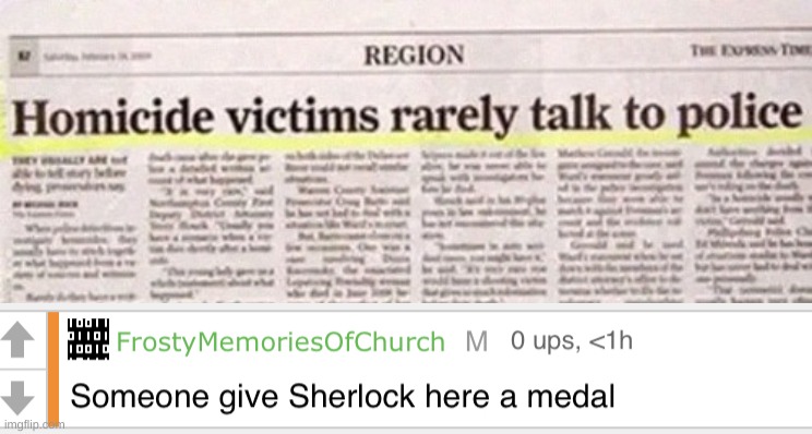 image tagged in someone give sherlock here a medal | made w/ Imgflip meme maker