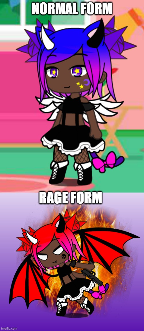 angel to devil real quick. just like me :) | NORMAL FORM; RAGE FORM | made w/ Imgflip meme maker