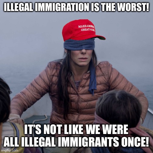 Unless you were First Nations that is, but even then, your ancestors probably crossed continents from Africa, because life origi | ILLEGAL IMMIGRATION IS THE WORST! IT’S NOT LIKE WE WERE ALL ILLEGAL IMMIGRANTS ONCE! | image tagged in maga bird box | made w/ Imgflip meme maker