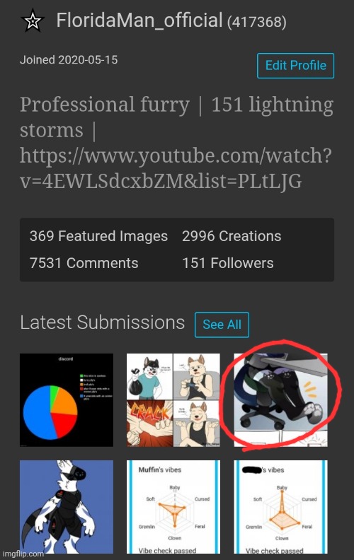 guys I think FloridaMan_official is a furry :o  | image tagged in furry,funny | made w/ Imgflip meme maker