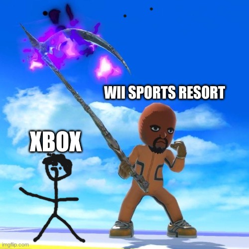 Matt from Wii Sports | WII SPORTS RESORT; XBOX | image tagged in matt from wii sports | made w/ Imgflip meme maker