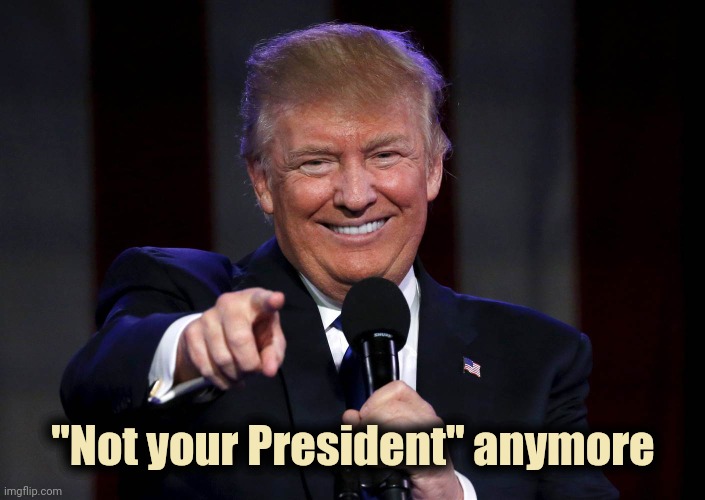 A reminder for the serious TDS sufferers | "Not your President" anymore | image tagged in trump laughing at haters,not you,not me,what year is it,back to the future | made w/ Imgflip meme maker