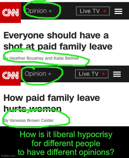 How is it liberal hypocrisy
 for different people 
to have different opinions? | made w/ Imgflip meme maker