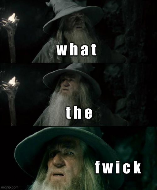 Confused Gandalf Meme | w h a t t h e f w i c k | image tagged in memes,confused gandalf | made w/ Imgflip meme maker