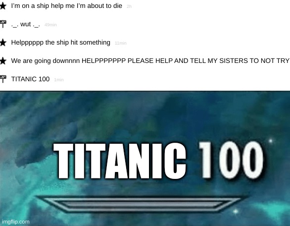 LoL | TITANIC | image tagged in skyrim skill meme | made w/ Imgflip meme maker