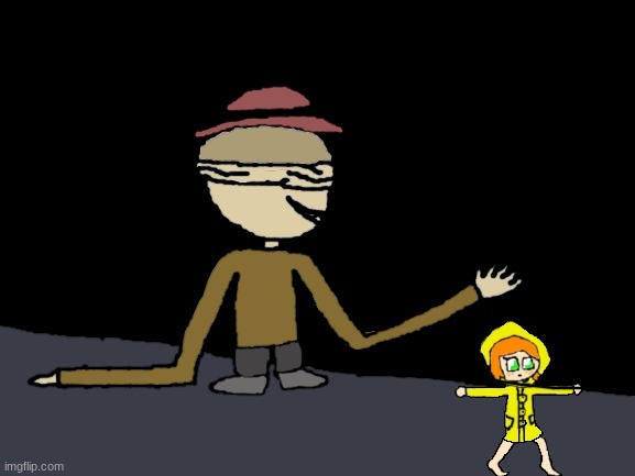 Here's some art I made of my oc as six sneaking past the janitor | made w/ Imgflip meme maker
