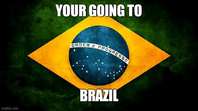 Watch out for the jaguars | YOUR GOING TO; BRAZIL | image tagged in brazil flag | made w/ Imgflip meme maker