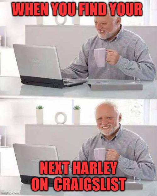 WHEN YOU FIND YOUR; NEXT HARLEY ON  CRAIGSLIST | image tagged in harley | made w/ Imgflip meme maker
