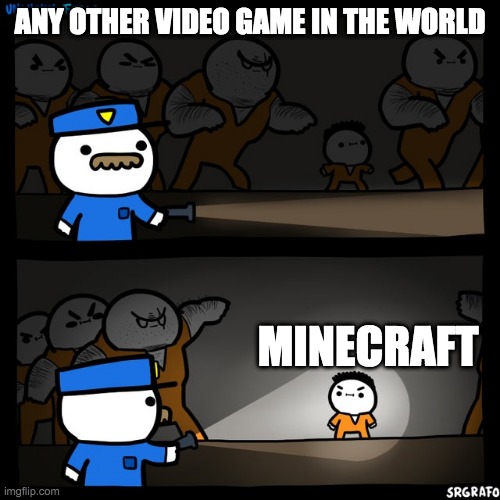 *Insert best video game* | ANY OTHER VIDEO GAME IN THE WORLD; MINECRAFT | image tagged in srgrafo prison | made w/ Imgflip meme maker