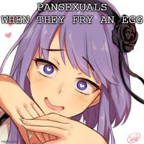 Lol I can't- | PANSEXUALS WHEN THEY FRY AN EGG | image tagged in heart eyes | made w/ Imgflip meme maker