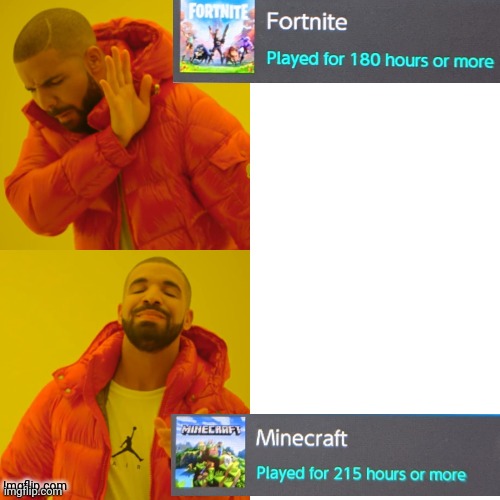 This is my friends play time on switch | Imgflip.com | image tagged in memes,drake hotline bling,fortnite sucks,minecraft,minecraft forever | made w/ Imgflip meme maker