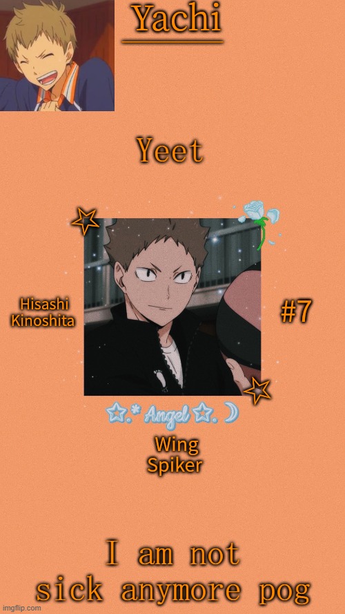 Yachi's Kinoshita temp | Yeet; I am not sick anymore pog | image tagged in yachi's kinoshita temp | made w/ Imgflip meme maker