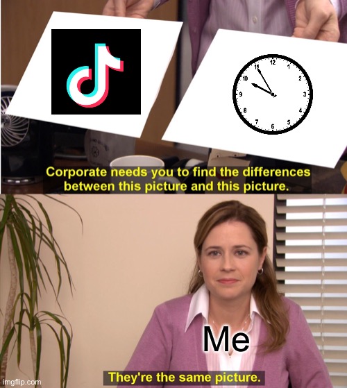 They're The Same Picture | Me | image tagged in memes,they're the same picture,tiktok,tik tok,clock,tick tock | made w/ Imgflip meme maker