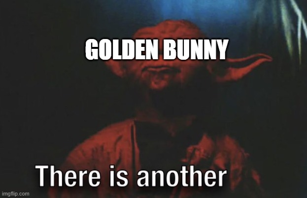 When you unwrap the chocolate bunny |  GOLDEN BUNNY | image tagged in there is another | made w/ Imgflip meme maker