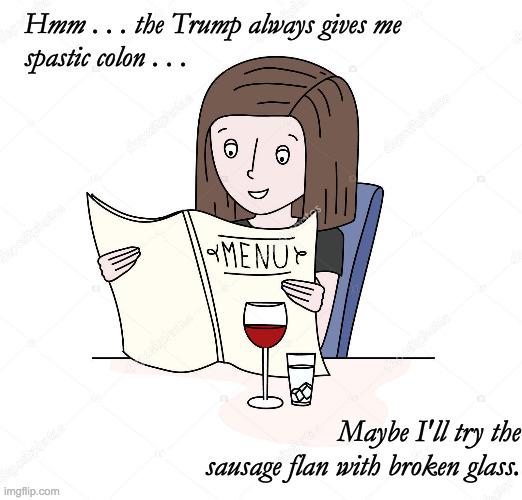I'll admit that the choices offered to you over the last 30 years haven't been great | Hmm . . . the Trump always gives me
spastic colon . . . Maybe I'll try the sausage flan with broken glass. | image tagged in memes,republicans,trump,spastic | made w/ Imgflip meme maker