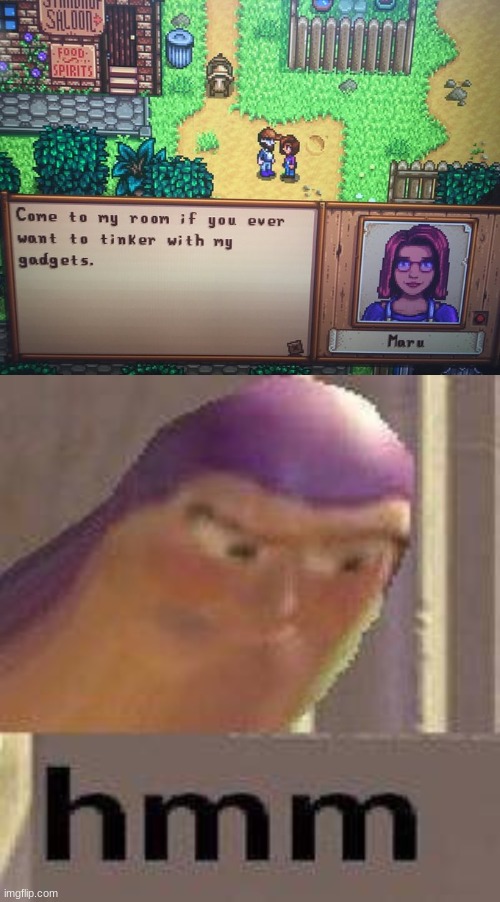 image tagged in buzz lightyear hmm,stardew valley,funny,gaming,relatable | made w/ Imgflip meme maker