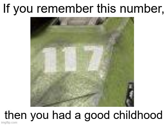 Come on true gamers, you ought to remember this! | If you remember this number, then you had a good childhood | image tagged in 117 | made w/ Imgflip meme maker