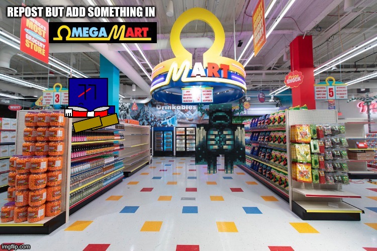 Cuber be vibing in Omega Mart with a Minecraft mob | made w/ Imgflip meme maker
