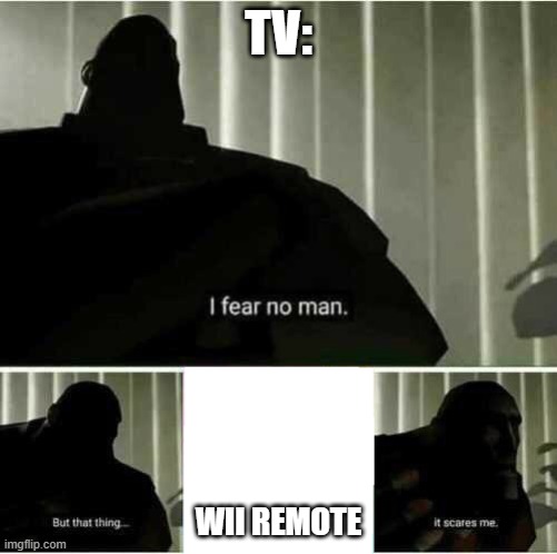 wii remote | TV:; WII REMOTE | image tagged in i fear no man | made w/ Imgflip meme maker