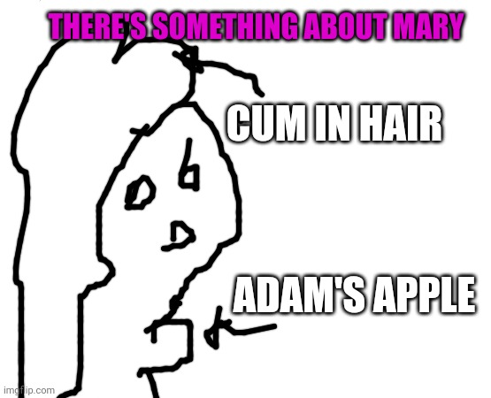 Theres Something About Mary | THERE'S SOMETHING ABOUT MARY; CUM IN HAIR; ADAM'S APPLE | image tagged in memes,dr evil laser | made w/ Imgflip meme maker