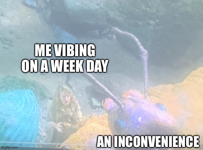 Encounterment | ME VIBING ON A WEEK DAY; AN INCONVENIENCE | image tagged in encounterment,joemama | made w/ Imgflip meme maker