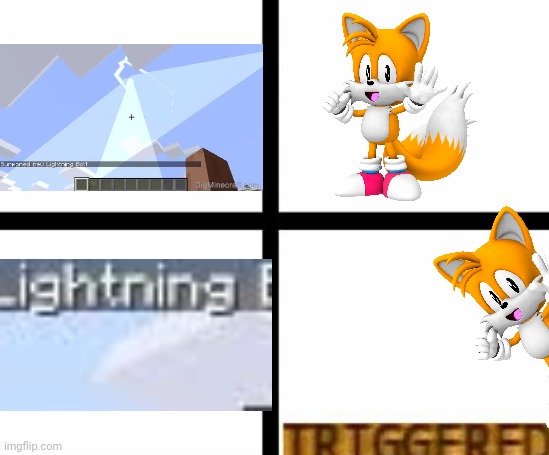 Triggered template | image tagged in triggered template,tails,lightning,thunder | made w/ Imgflip meme maker