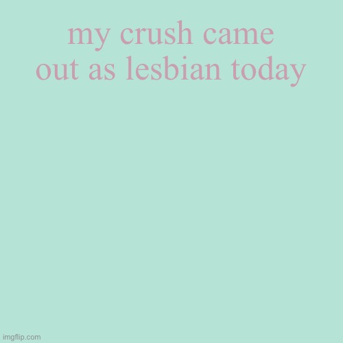 Blank Transparent Square | my crush came out as lesbian today | image tagged in memes,blank transparent square | made w/ Imgflip meme maker