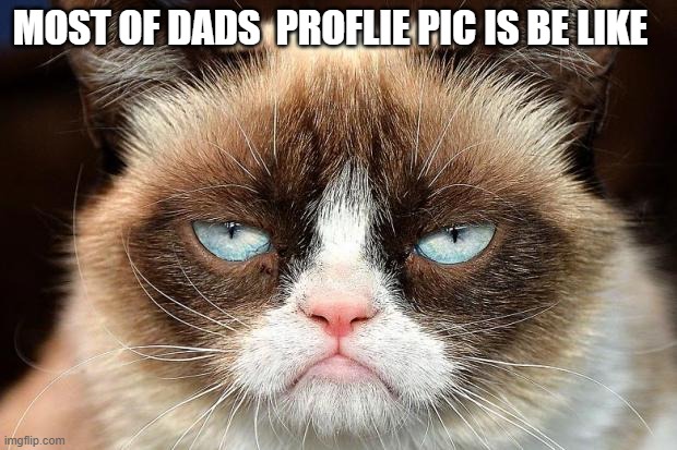 Grumpy Cat Not Amused | MOST OF DADS  PROFLIE PIC IS BE LIKE | image tagged in memes,grumpy cat not amused,grumpy cat | made w/ Imgflip meme maker